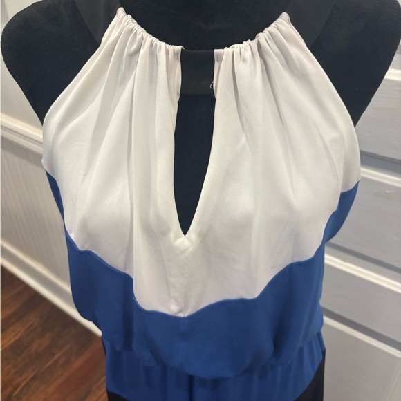 London Times NWOT Chevron Colorblock Keyhole Halter Maxi Dress Sz 6 - Picture 2 of 7